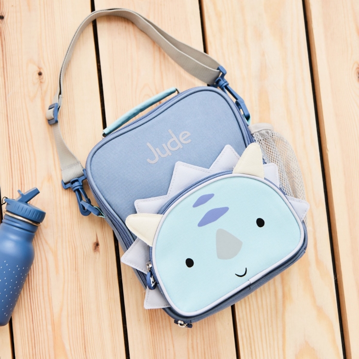 Personalized Blue Dinosaur Lunch Bag