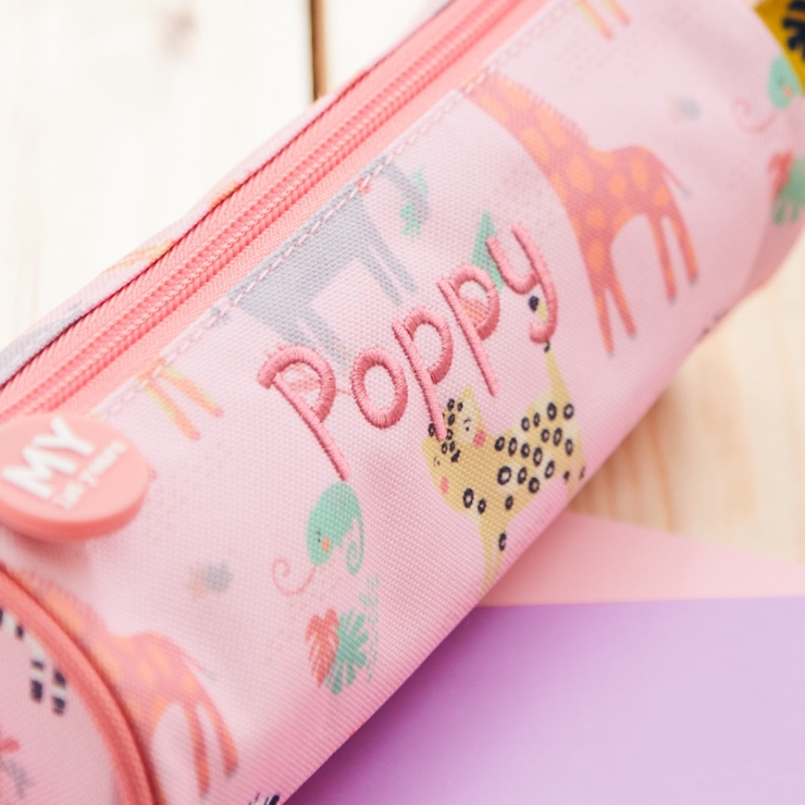 Personalised Pink Safari Pencil Case