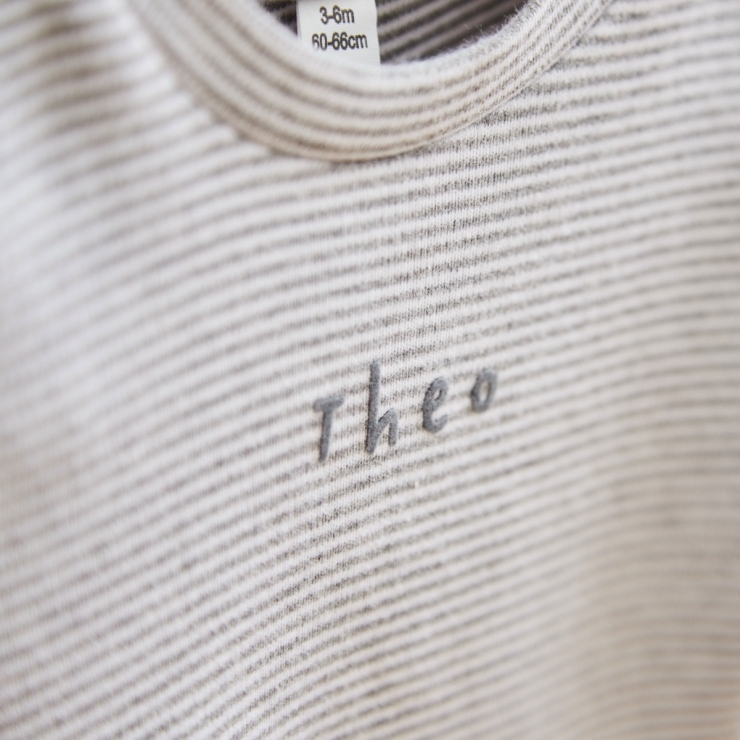 Personalised Grey Children’s Striped T-Shirt