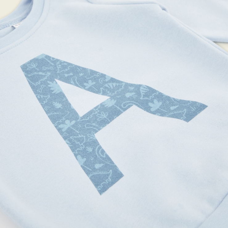 Personalised Blue Dinosaur Initial Sweatshirt