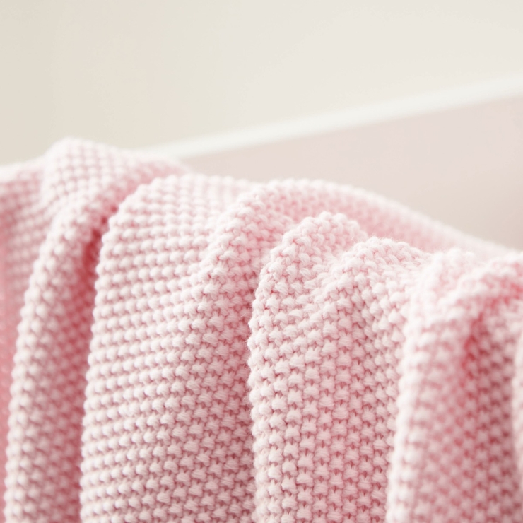 Personalized Pink Textured Knit Baby Shawl