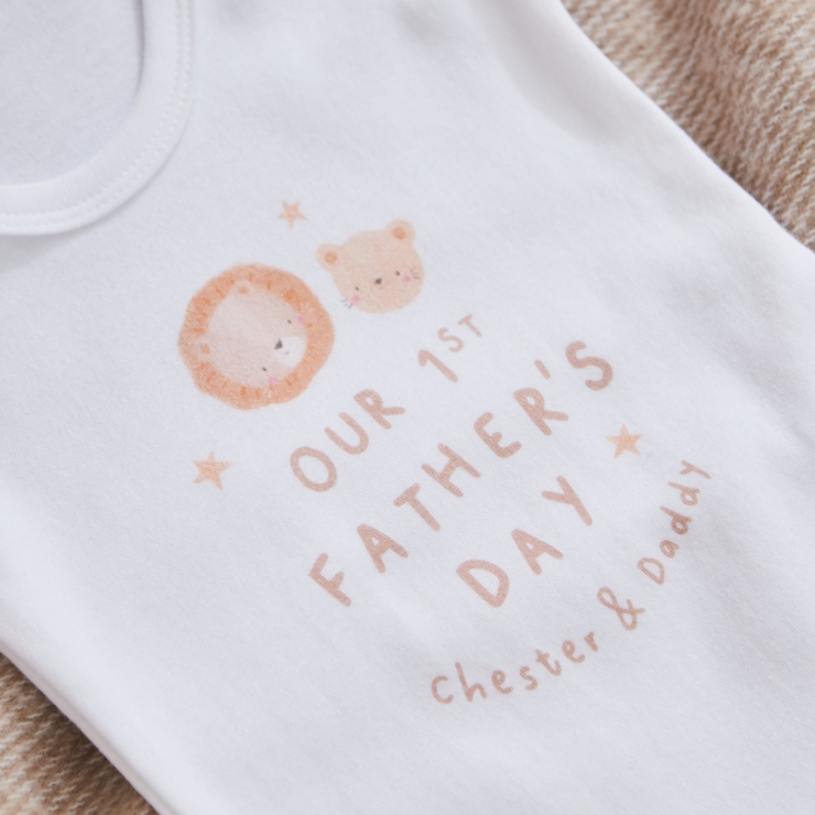 Personalised Our 1st Father's Day Lion Design Bodysuit