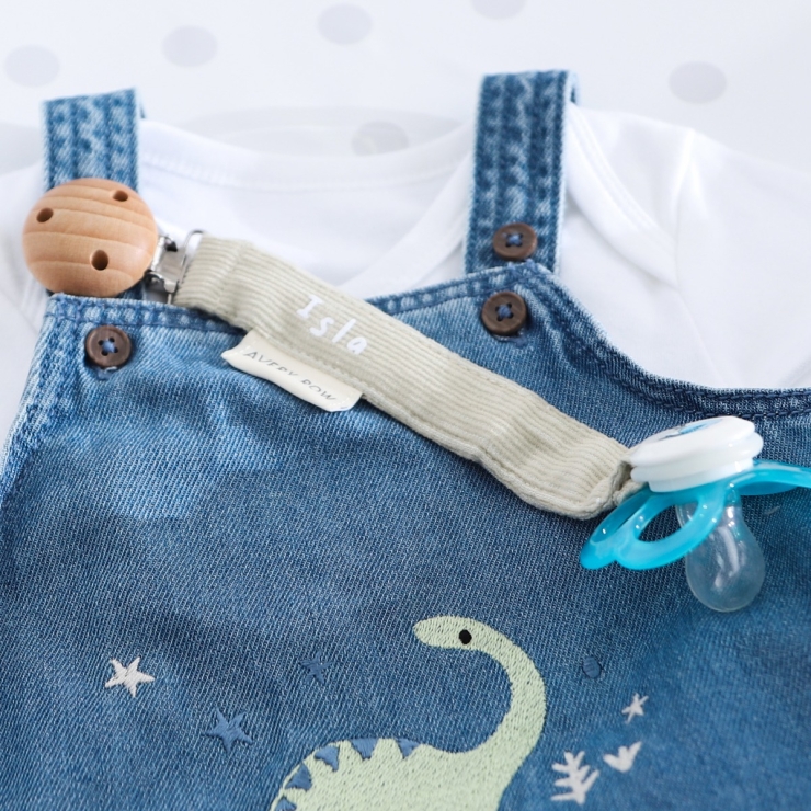Personalised Green Avery Row Corduroy Dummy Holder