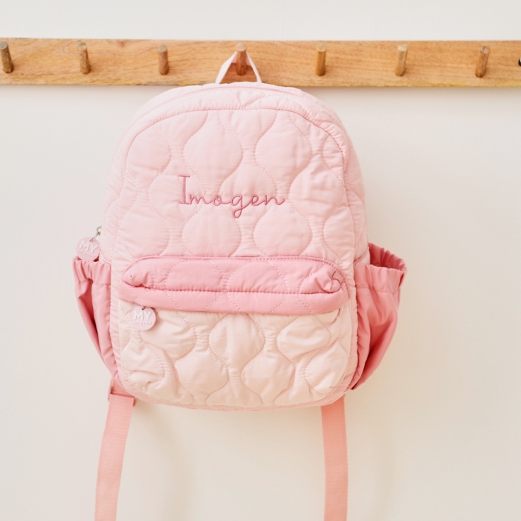 Personalized Pink Quilted Medium Backpack
