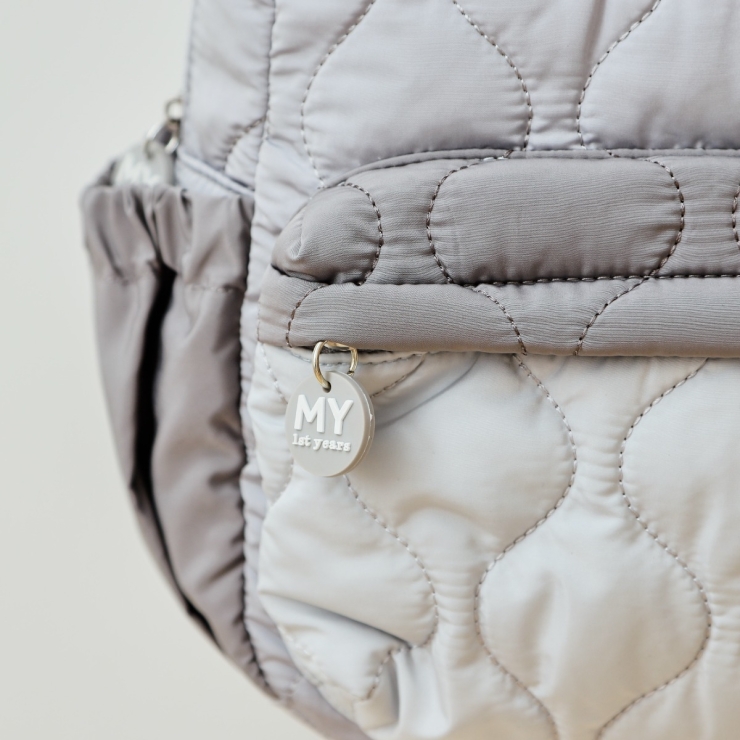 Personalized Grey Quilted Medium Backpack