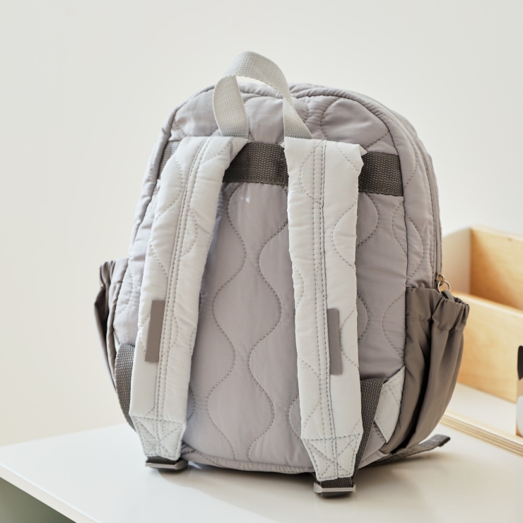 Personalized Grey Quilted Medium Backpack