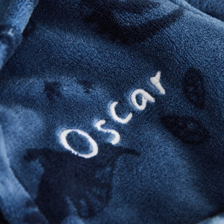 Personalised Blue Dinosaur Pattern Fleece Robe