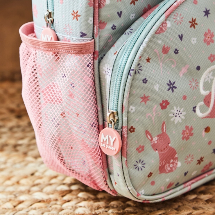 Personalized Sage Bunny Print Medium Grab Handle Backpack