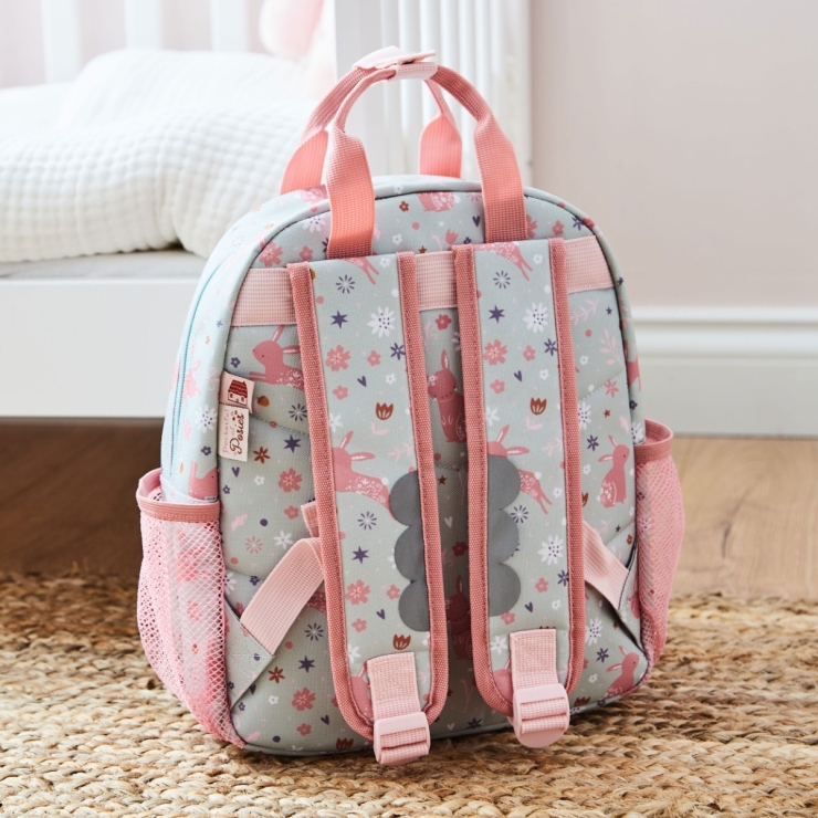 Personalized Sage Bunny Print Medium Grab Handle Backpack