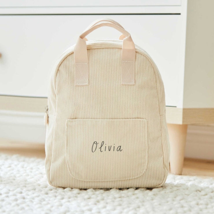 Personalized Mini Ecru Cord Build-a-Backpack