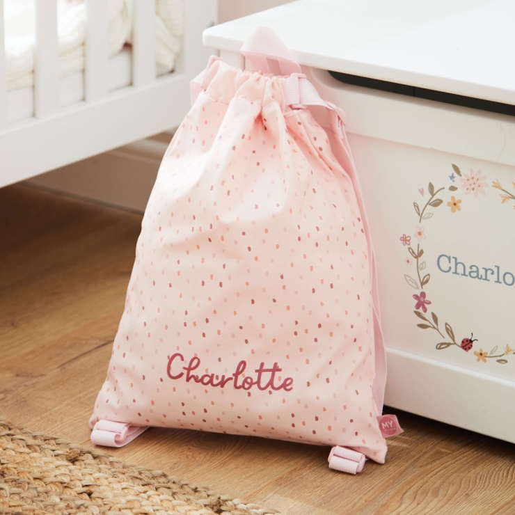 Personalized Pink Spot Drawstring Bag