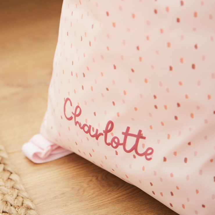 Personalized Pink Spot Drawstring Bag