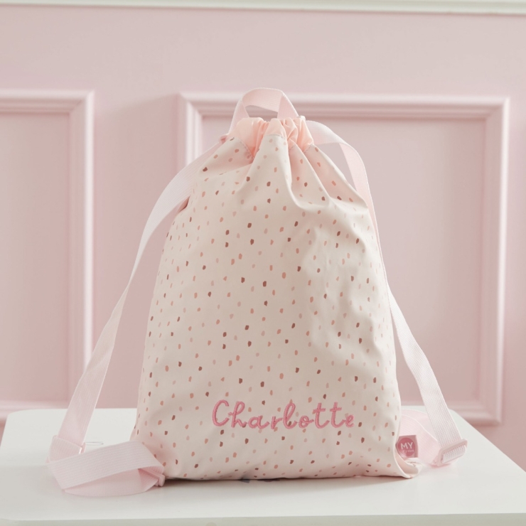 Personalized Pink Spot Drawstring Bag