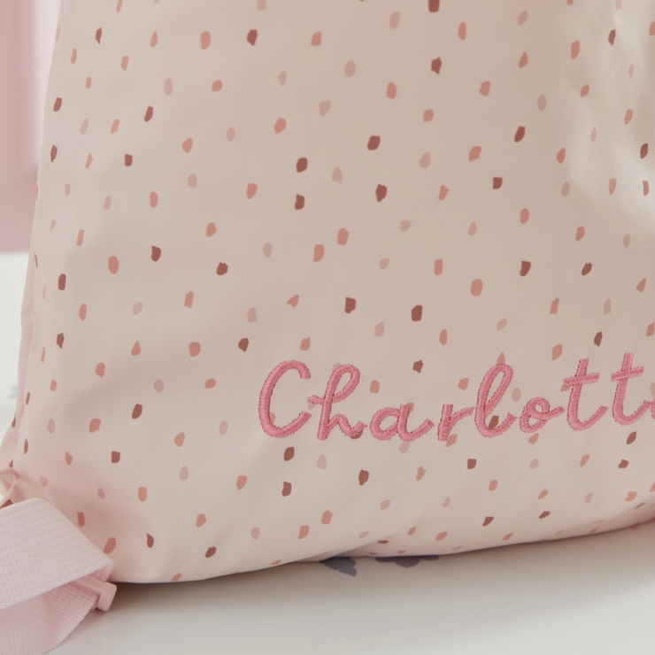 Personalized Pink Spot Drawstring Bag