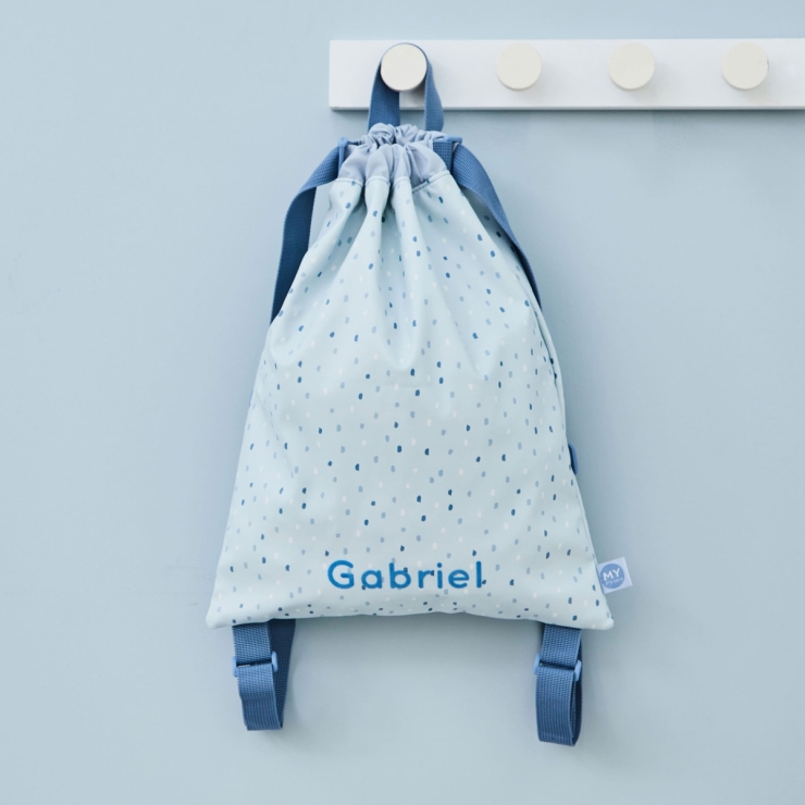 Personalized Blue Spot Drawstring Bag