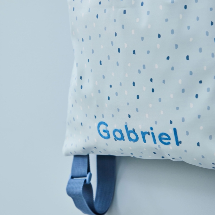 Personalized Blue Spot Drawstring Bag