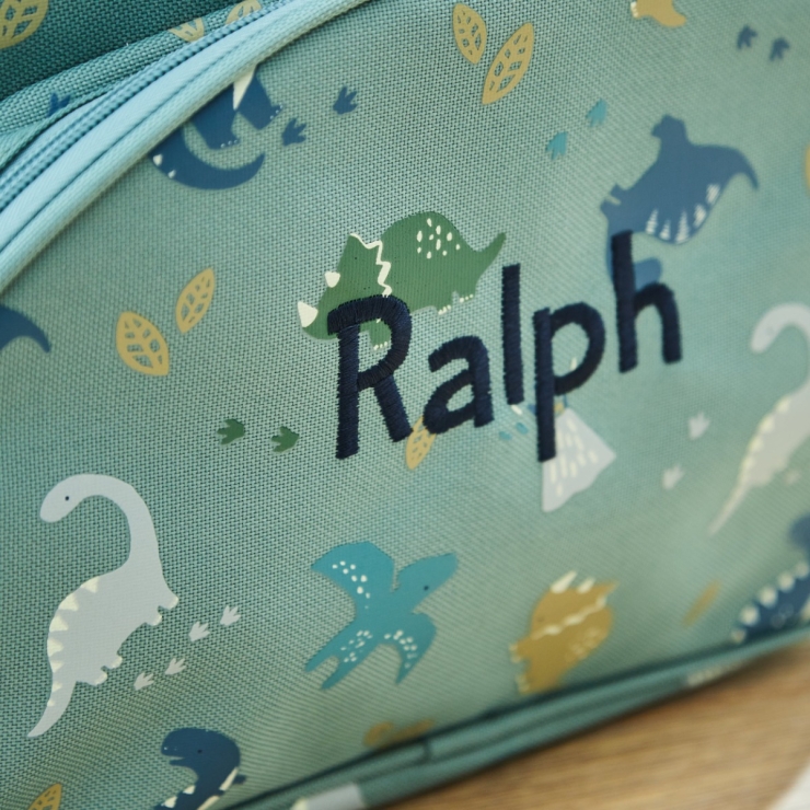 Personalised Khaki Dinosaur Print Medium Backpack