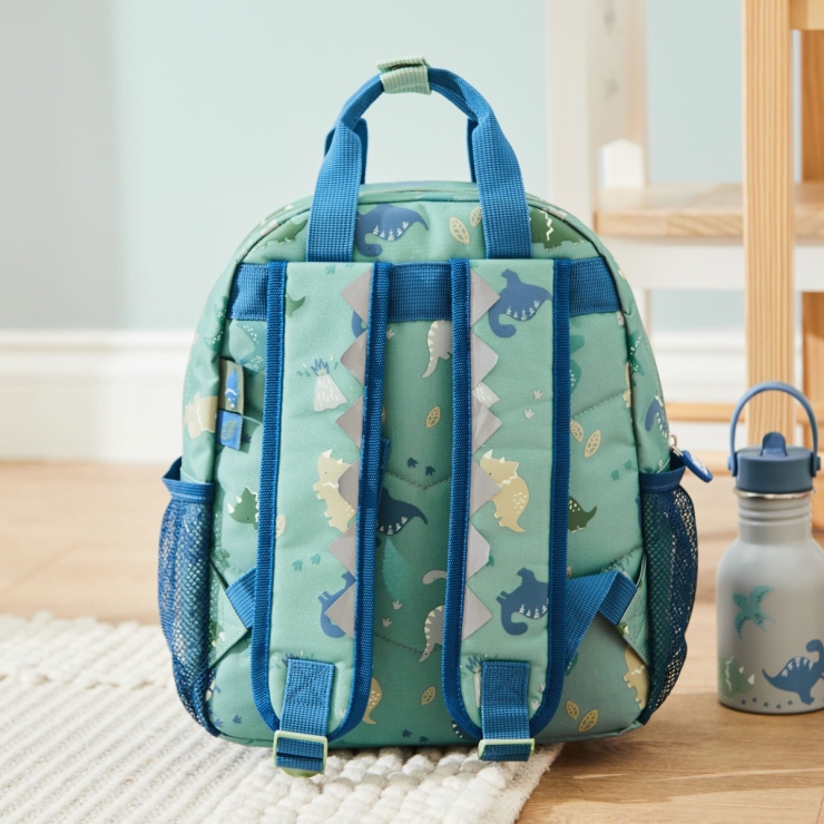 Personalised Khaki Dinosaur Print Medium Backpack