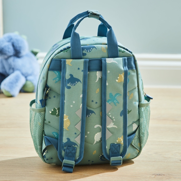 Personalised Khaki Dinosaur Print Medium Backpack