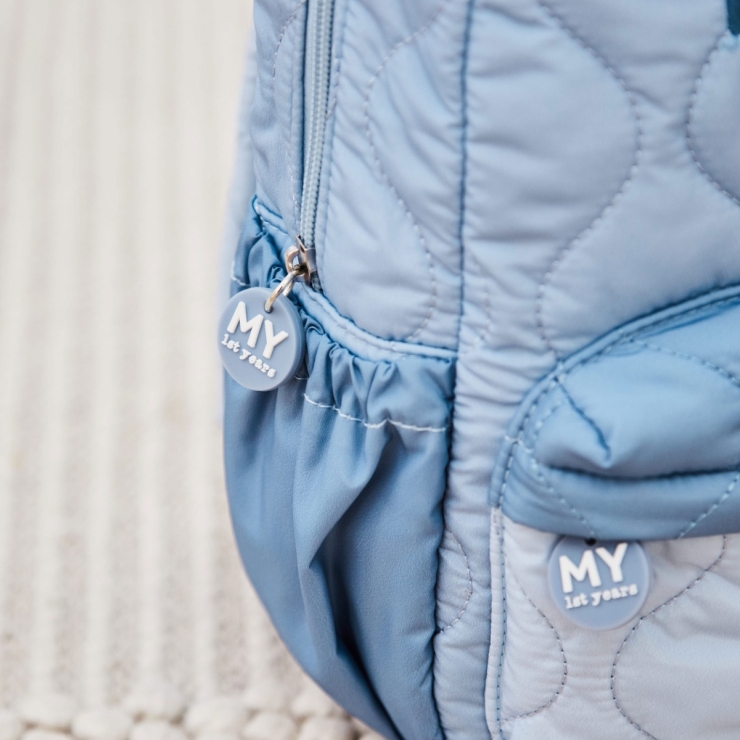 Personalized Blue Quilted Medium Backpack
