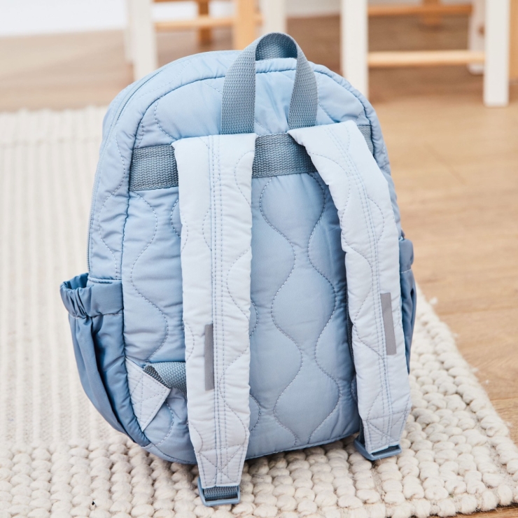 Personalized Blue Quilted Medium Backpack