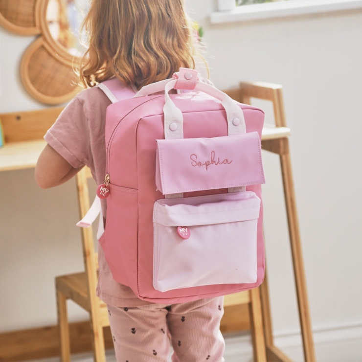 My Kids Personalised Pink Grab Handle & Purse Medium Backpack