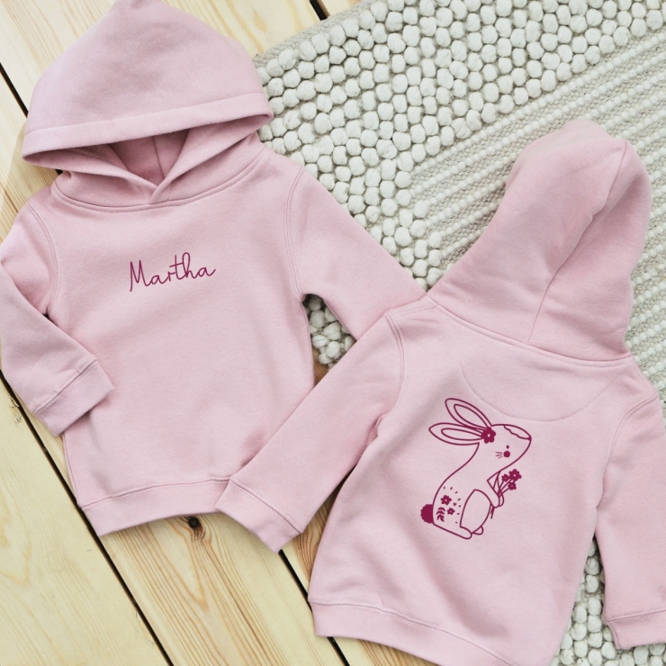 Personalised Pink Bunny Hoodie