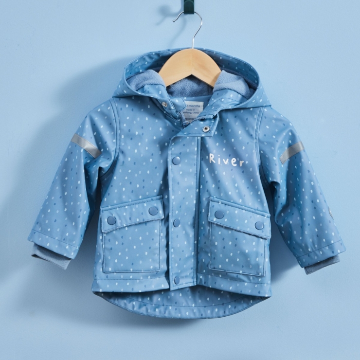 Personalised Blue Spot PU Rain Mac 