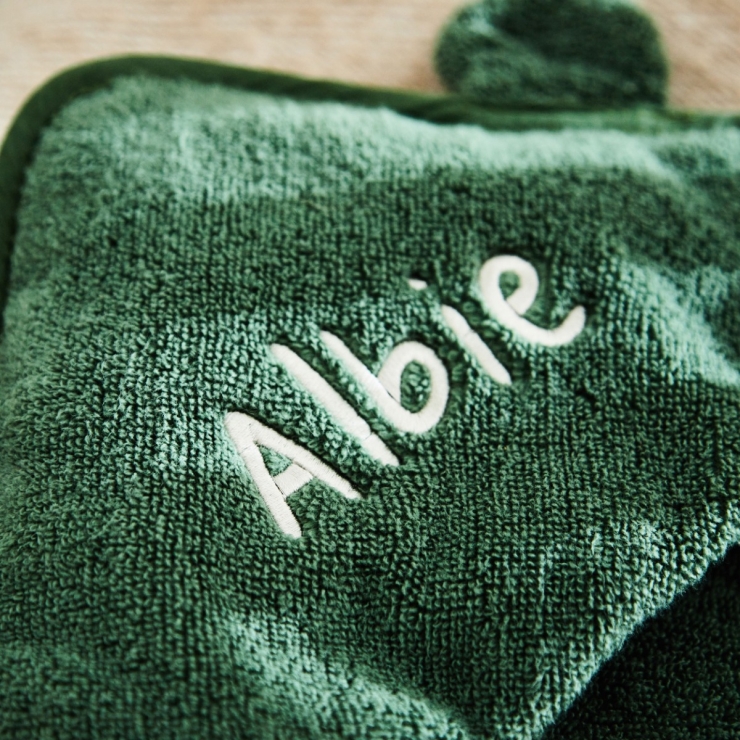 Personalized Forest Green Hooded Bath Towel