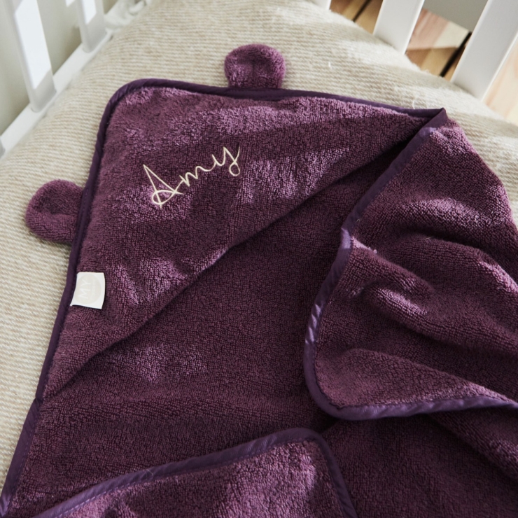 Personalized Plum Hooded Bath Towel
