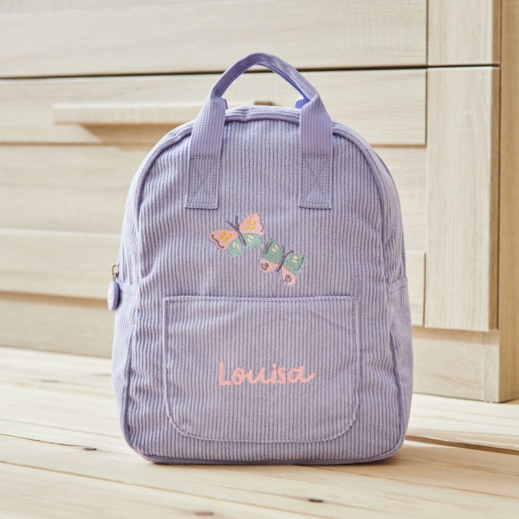 Personalized Butterfly Lilac Mini Cord Backpack
