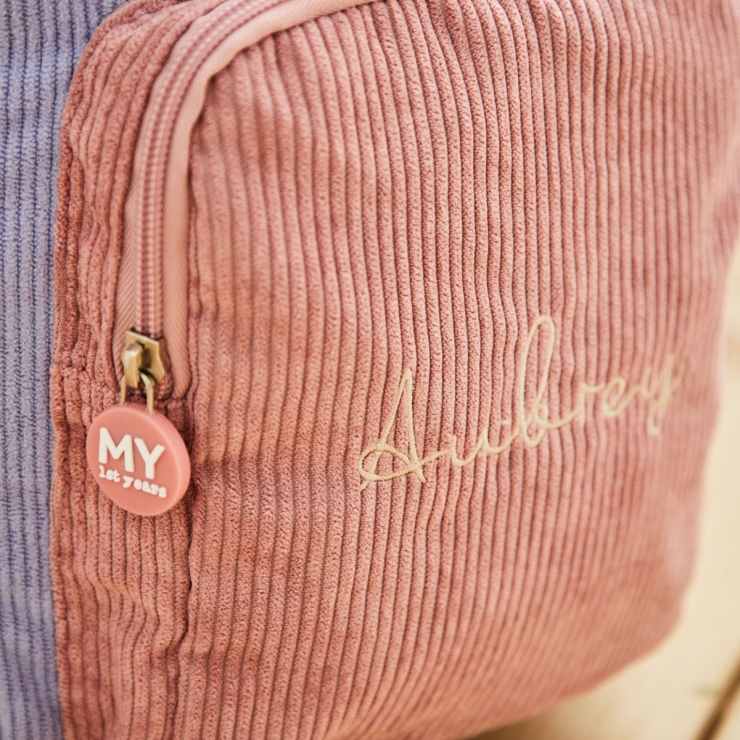 Personalised Pink Cord Backpack with Grab Handle 