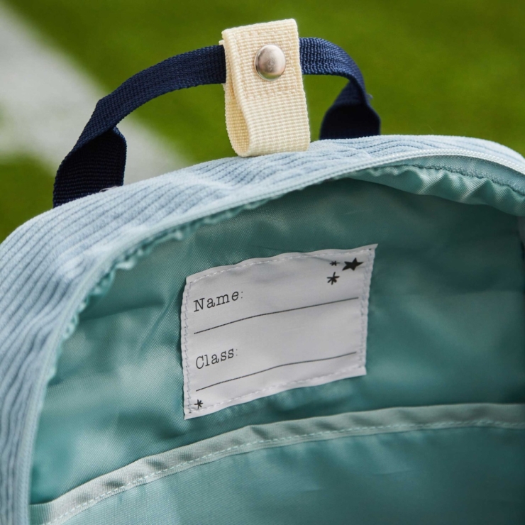 My Kids Personalised Sage Initial Cord Backpack with Grab Handle