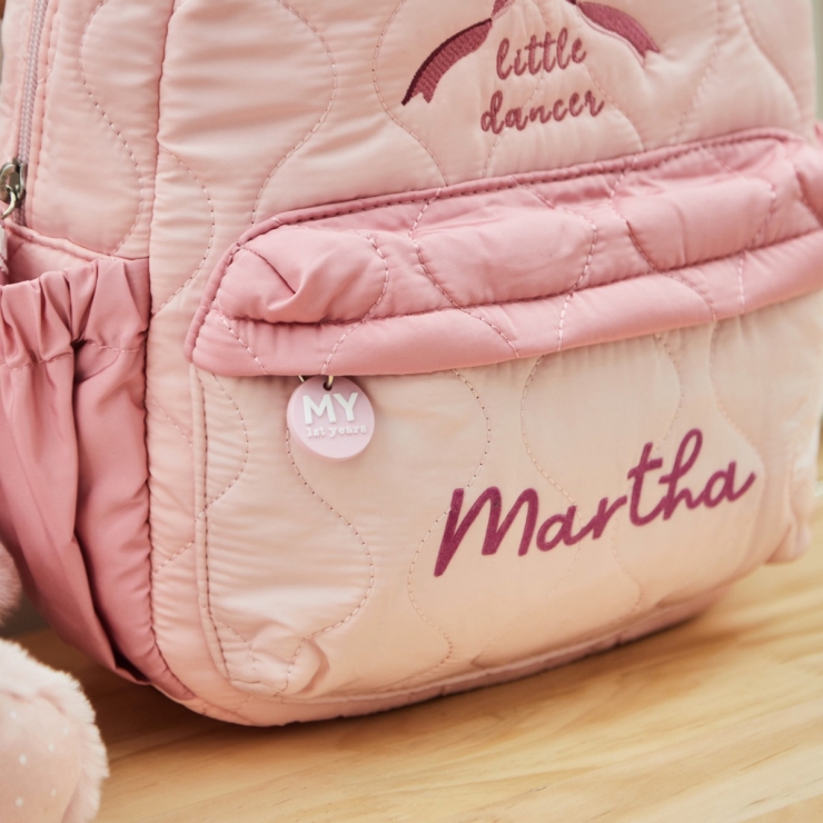 My Kids Personalized Bow Quilted Medium Backpack