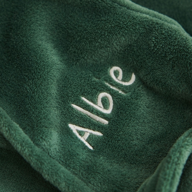 Personalised Forest Green Fleece Robe With Ears