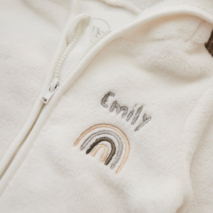 Personalised Rainbow Ivory Fleece Onesie