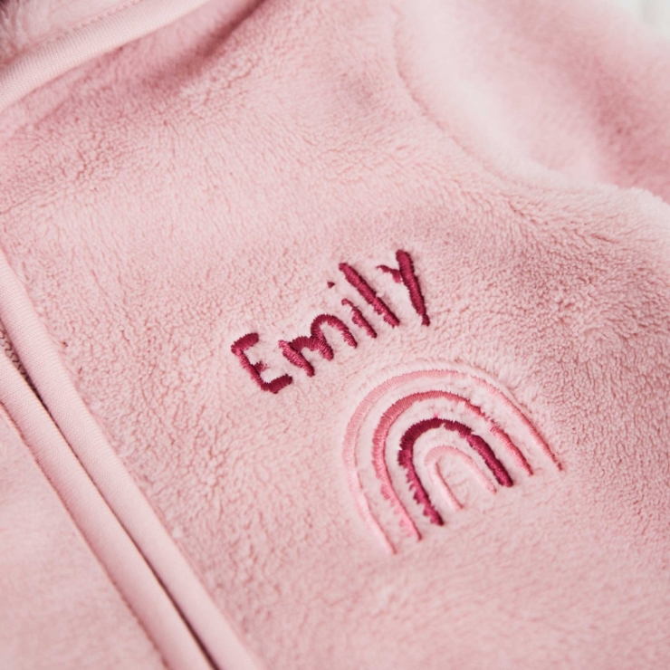 Personalised Rainbow Pink Fleece Onesie
