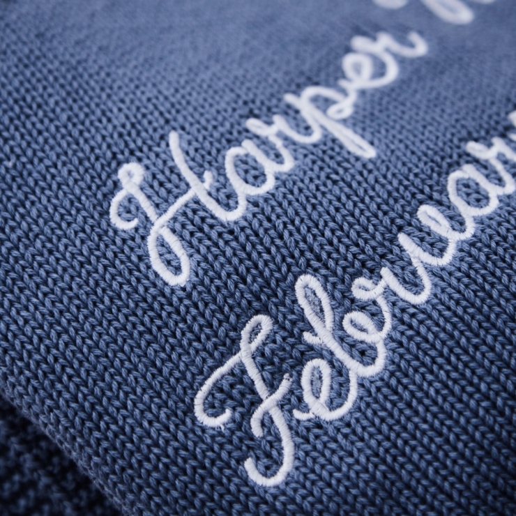 Personalized Mid Blue Knitted Shawl 