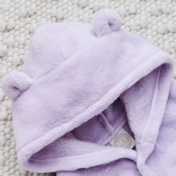 Personalised Lush Lavender Fleece Robe With Ears 