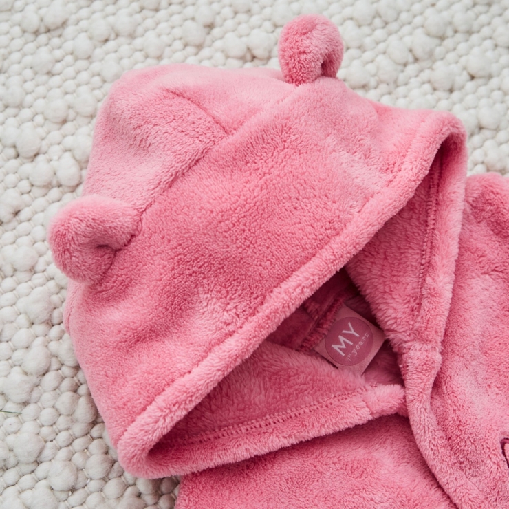Personalised Peony Pink Fleece Robe With Ears
