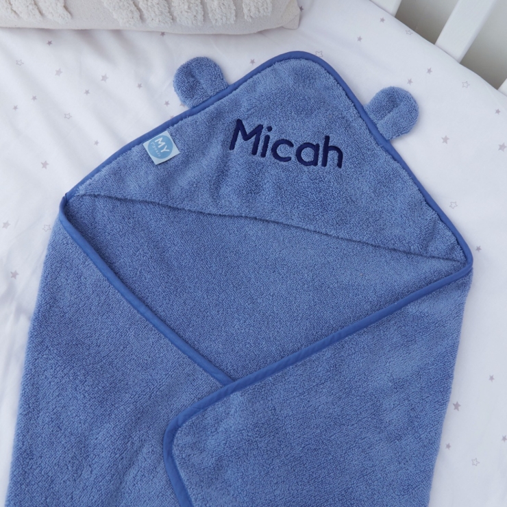 Personalized Infinity Blue Hooded Bath Towel