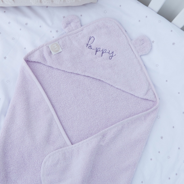 Personalized Lilac Hooded Bath Towel