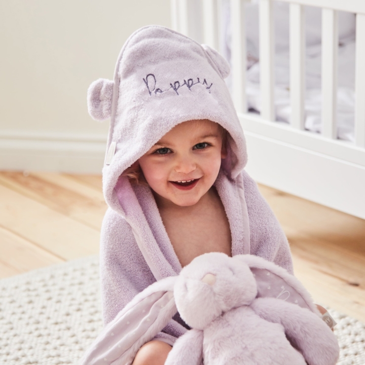 Personalized Lilac Hooded Bath Towel