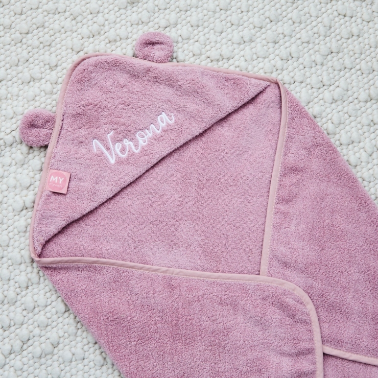 Personalised Dusky Mauve Hooded Towel