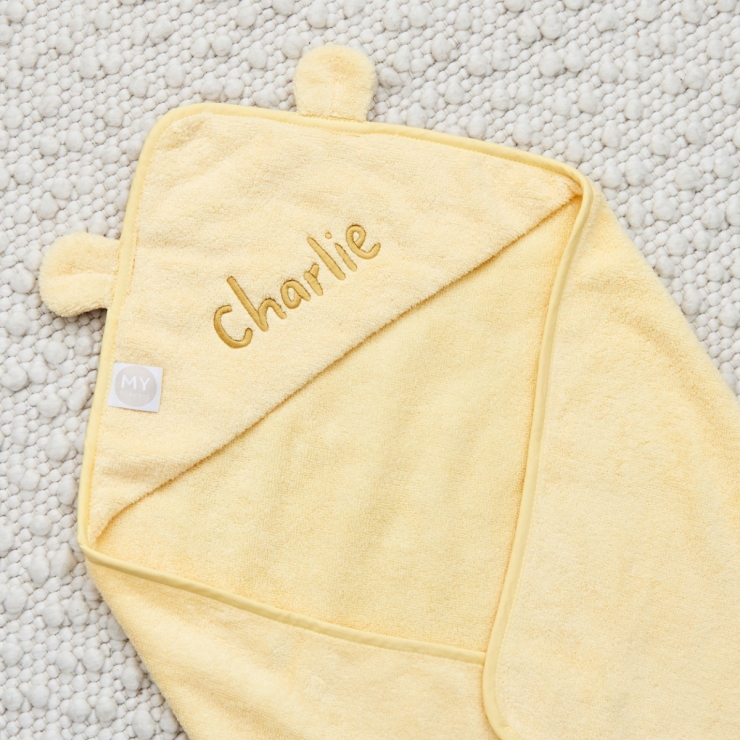 Personalized Yellow Hooded Bath Towel