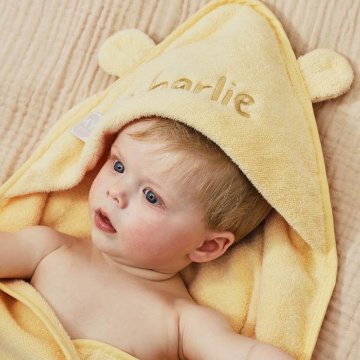 Personalized Yellow Hooded Bath Towel