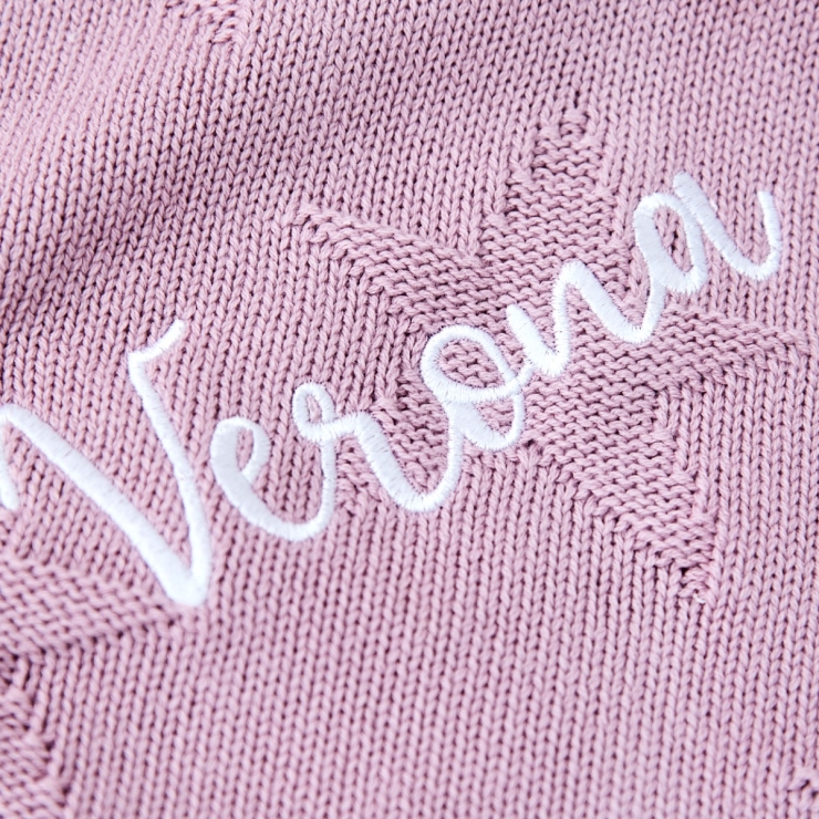 Personalised Dusky Mauve Star Jacquard Blanket