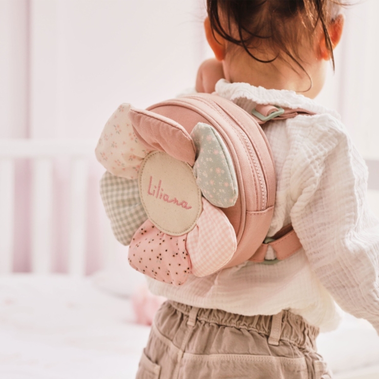 Personalized Pink Flower Tiny Character Backpack