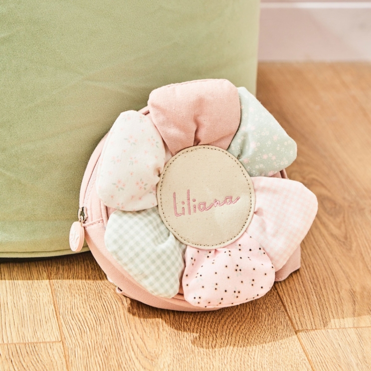 Personalized Pink Flower Tiny Character Backpack