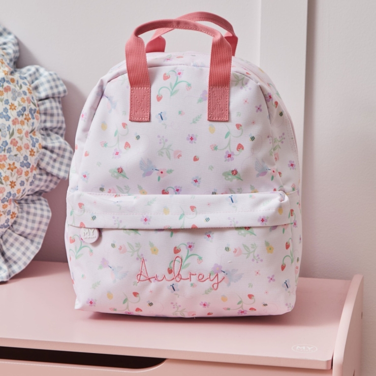 Personalized Grab Handle Medium Fruit Floral Backpack